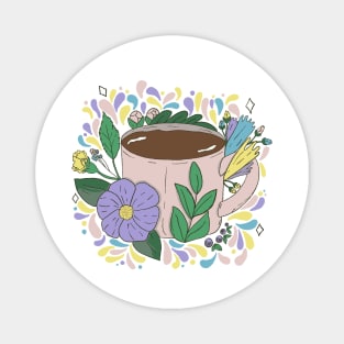 Flowers and Coffee Magnet